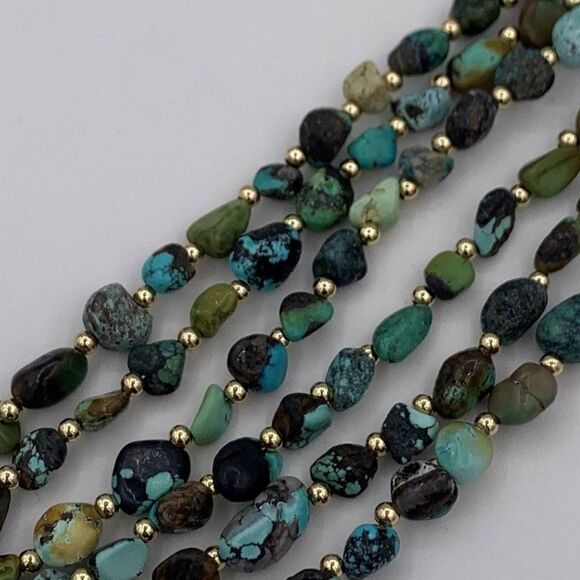 Bracelet, 6 strands of real turquoise, large jewelled clasp, 9 inches, N… - Picture 4 of 14